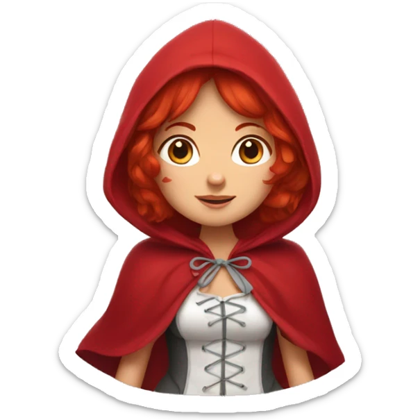 little red riding hood with red hair looks to the side sticker