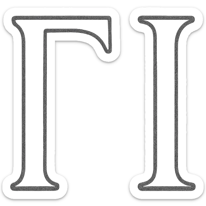 creative combination of Greek letters to symbolize eleven, hand-drawn black outline icon sticker