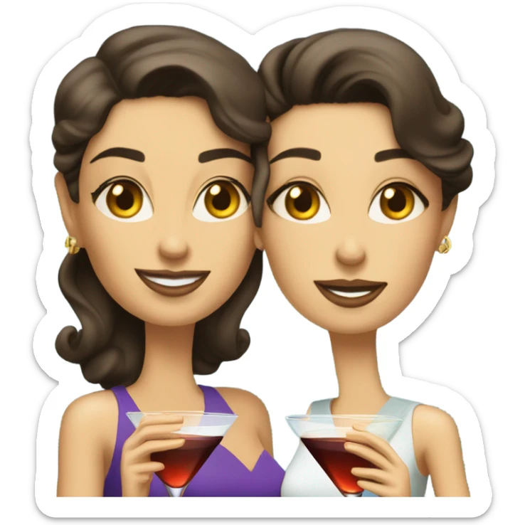 rich caucasian women two friends sipping martinis brunettes sticker