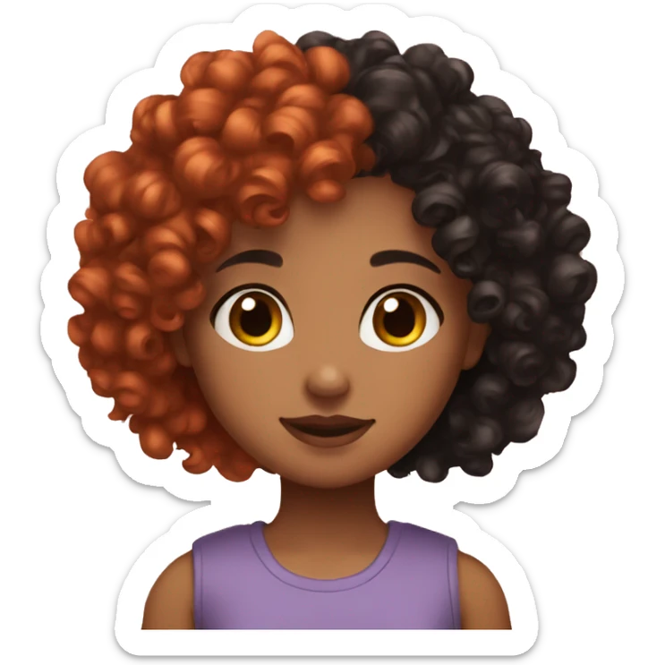 girl with curly red hair friends with brown skin girl with black curly hair sticker