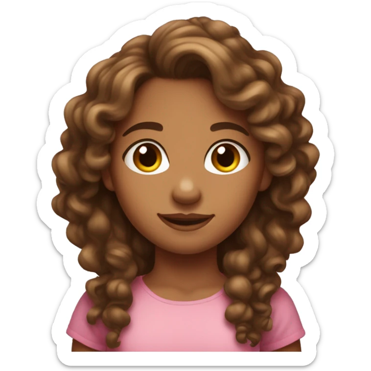 YOUNG GIRL IS A TAN SKIN GIRL, with LONG BROWN CURLY HAIR standing up sticker