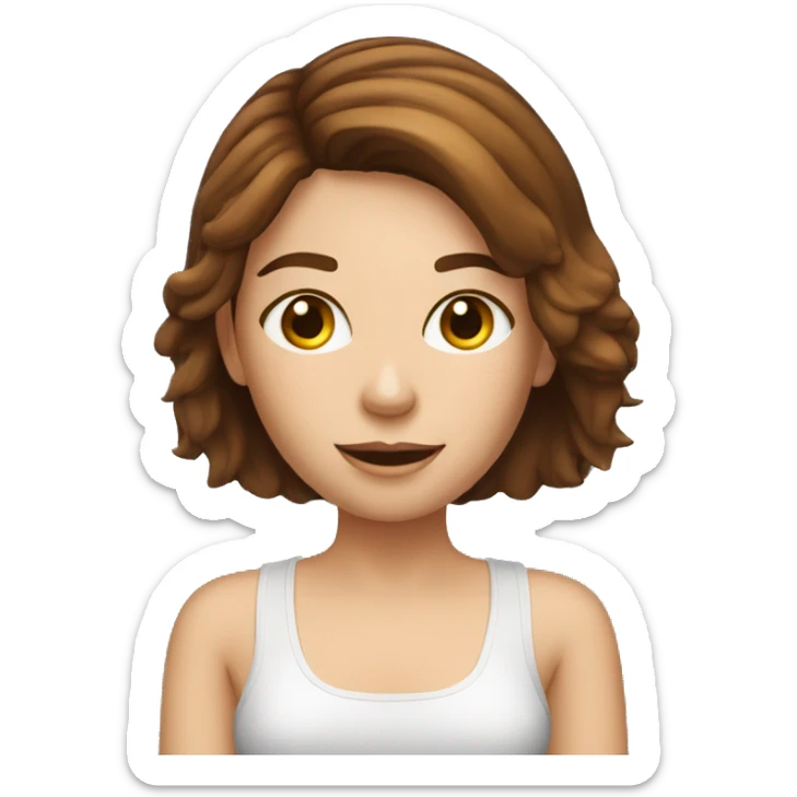 brown hair girl with freckles on her face and a computer on her hand. marketing woman sticker
