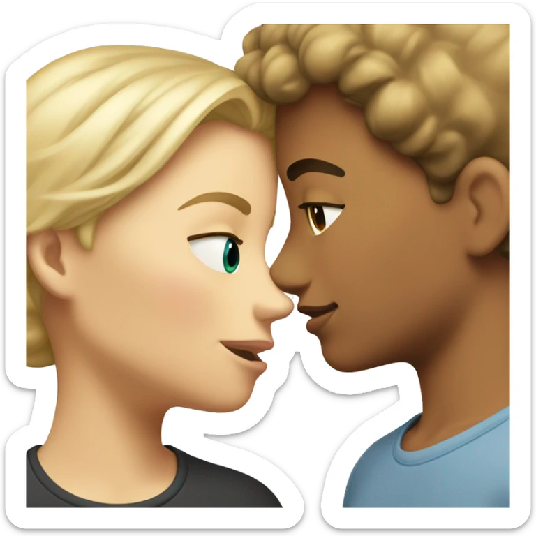 two people kissing: one girl with very short brown hair (kind of like a boy) and the other blonde girl  sticker