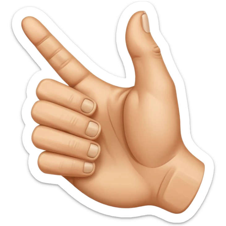 Create an emoji of a right hand. The thumb and middle finger of the right hand are pressed together, with the index finger positioned between them. The remaining fingers are curled into a fist. Add motion lines around the emoji to indicate a downward hand movement. sticker