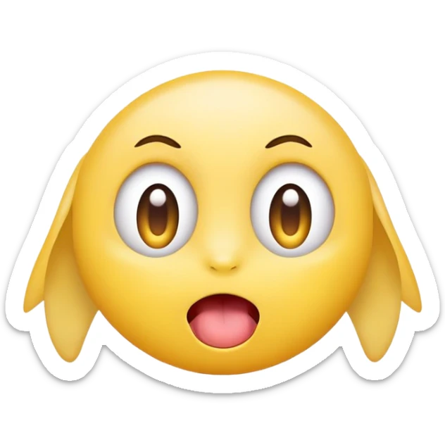Cute little emoji with cross-eyed derpy face and tongue sticking out sticker