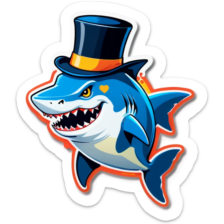 Shark with a top hat sticker