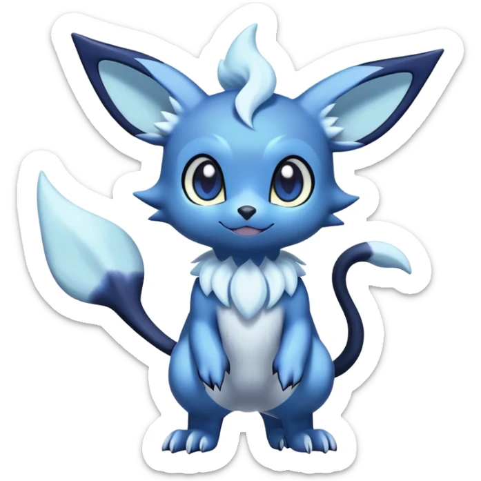 Shiny snowy pastel Noibat-Meowstic-Umbreon-Fakémon-hybrid-creature (full body)  sticker