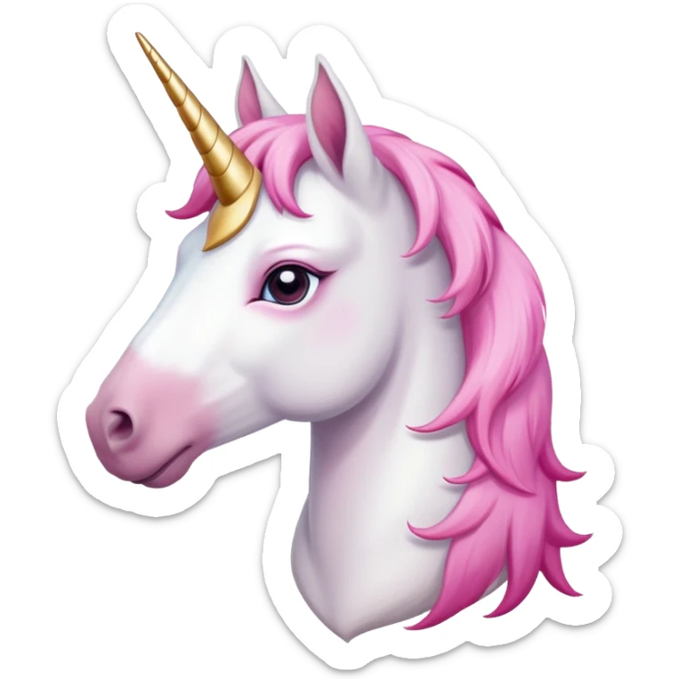 head of an anthropomorphised female unicorn horse, looking straight ahead, relaxed pose sticker
