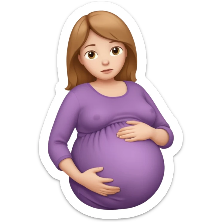 very heavily pregnant overdue woman with unnaturally very large belly sticker