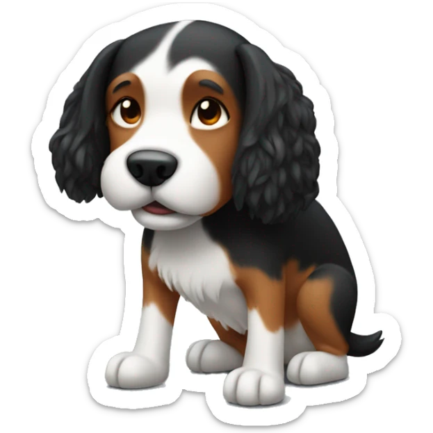 Dog with red hair on his head and legs and black hair on his torso sticker