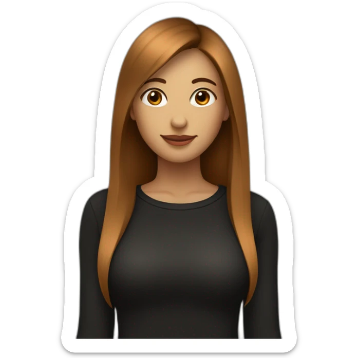 Femme au cheveux lisse marron et à la peau blanche qui porte un pull noir sticker