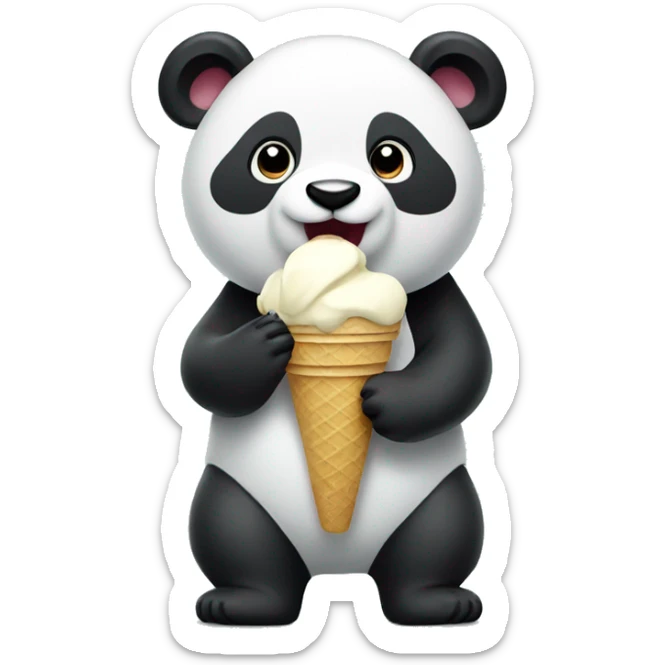 Panda eating ice cream sticker