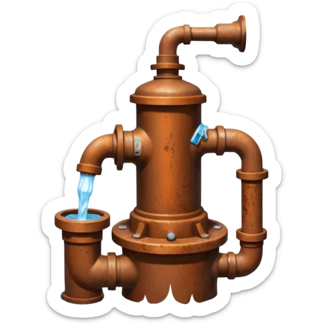 Ghibli style water pump with water pouring out of it sticker