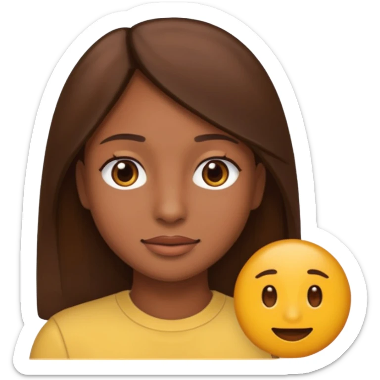 Create a emoji version of me with brown skin color, brown eyes and brown straight hair  sticker