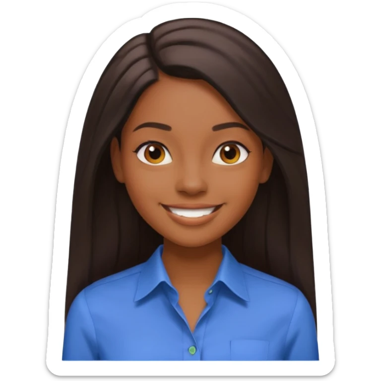 black girl working in colored formal shirt and long sleek hair sticker