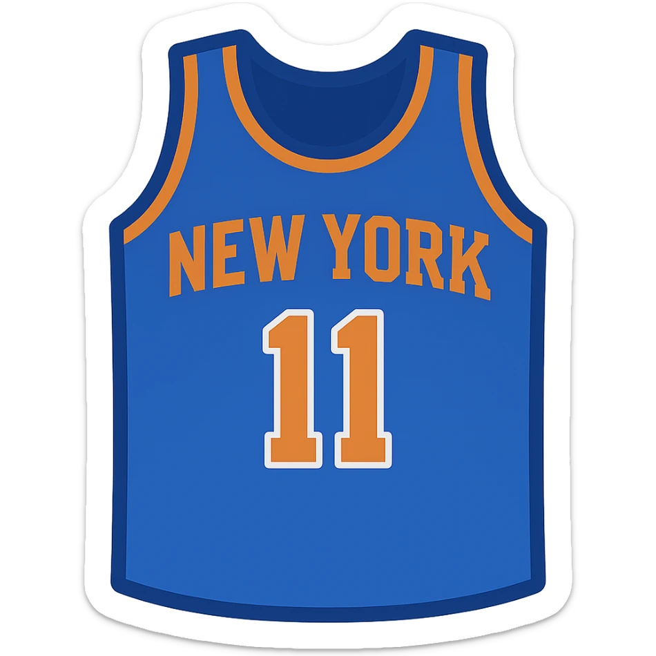 new york knicks basketball jersey featuring the number 11, google emoji style sticker