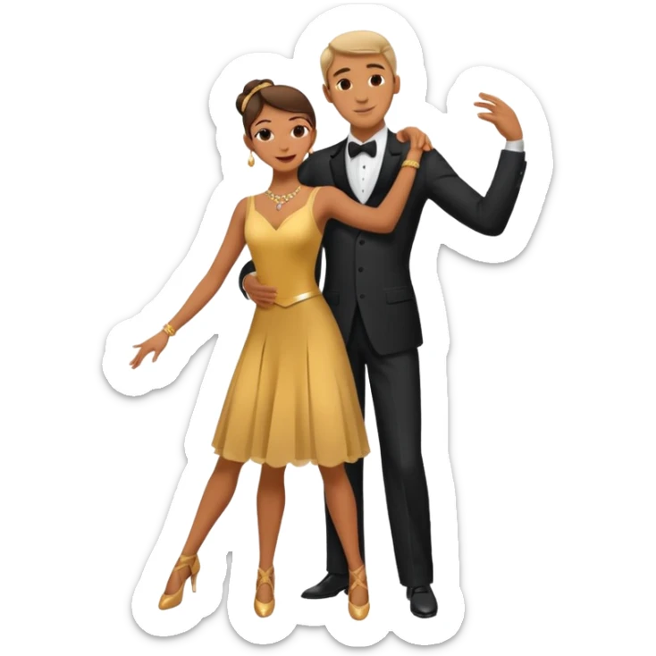 2 danseurs, une femme et un homme- la femme danse devant le mec, le mec est bcp plus grand qu'elle avec un gros nez- les bras de la femme sont autour du coup de l'homme  sticker