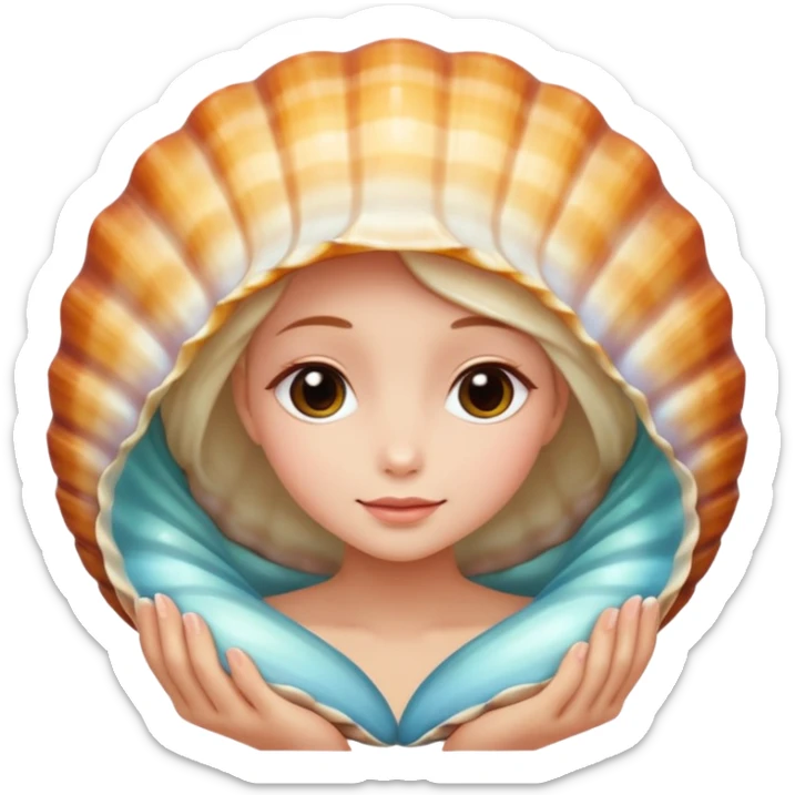 Soft, nurturing, or a bit shy. Very polite and kind. woman in a shell 
more dinamic emoji  sticker