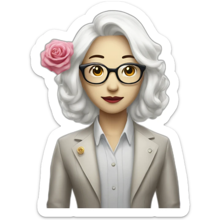 White rose character from me robot tv series, Asian man dressed as a woman, from Mr Robot tv series, Emoji sticker