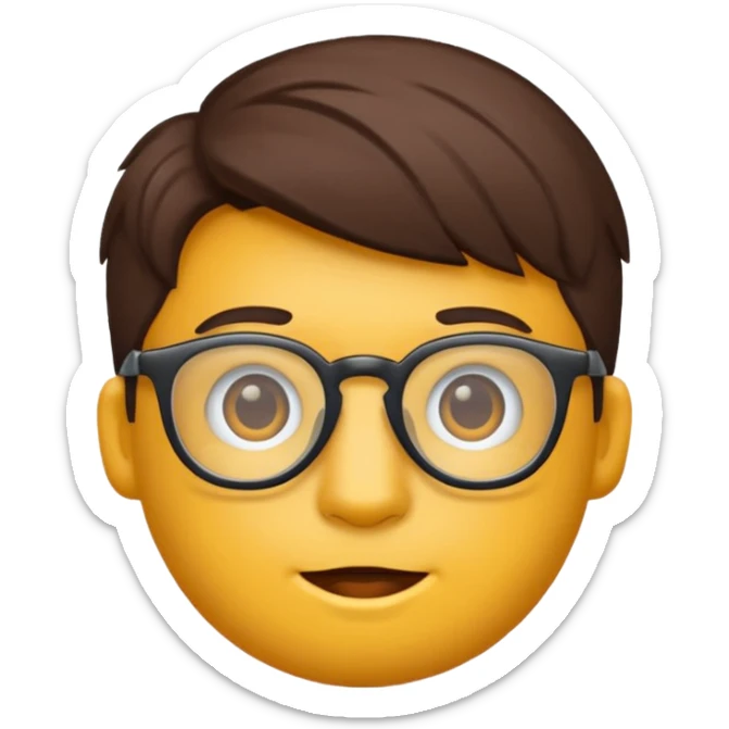 Erstelle mir eine Emoji von einem Jungen. Herkunft: Südamerika, Jung und Gutaussehend, mit durchsichtiger Brille und anderer Frisur  sticker