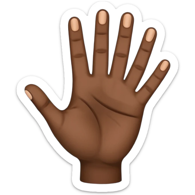 hand emoji ✋🏽 with thumb down flat on the palm of the hand to hold 4 fingers up sticker