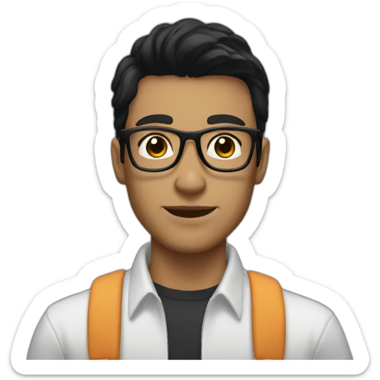 fit boyfriend with glasses and black hair and brunette girl sticker