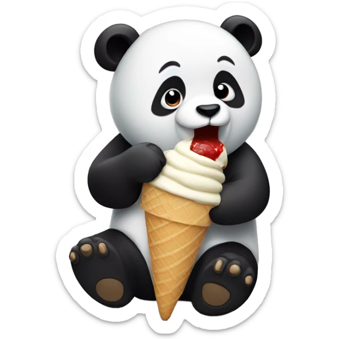 Panda eating ice cream sticker