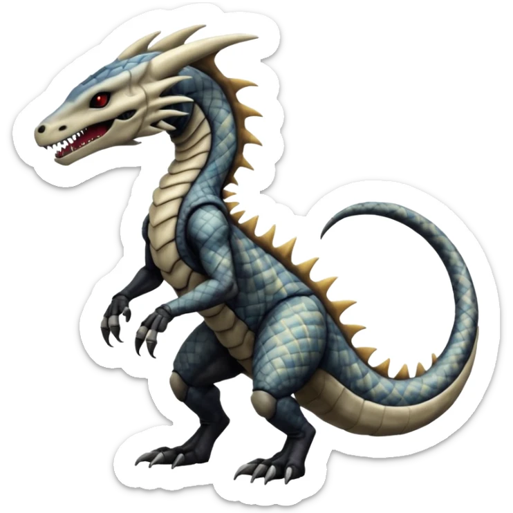 Marowak-Marowak-Sergal-Salandit-Xenomorph-hybrid-fantasy-creature (full body) with colored scale pattern markings sticker