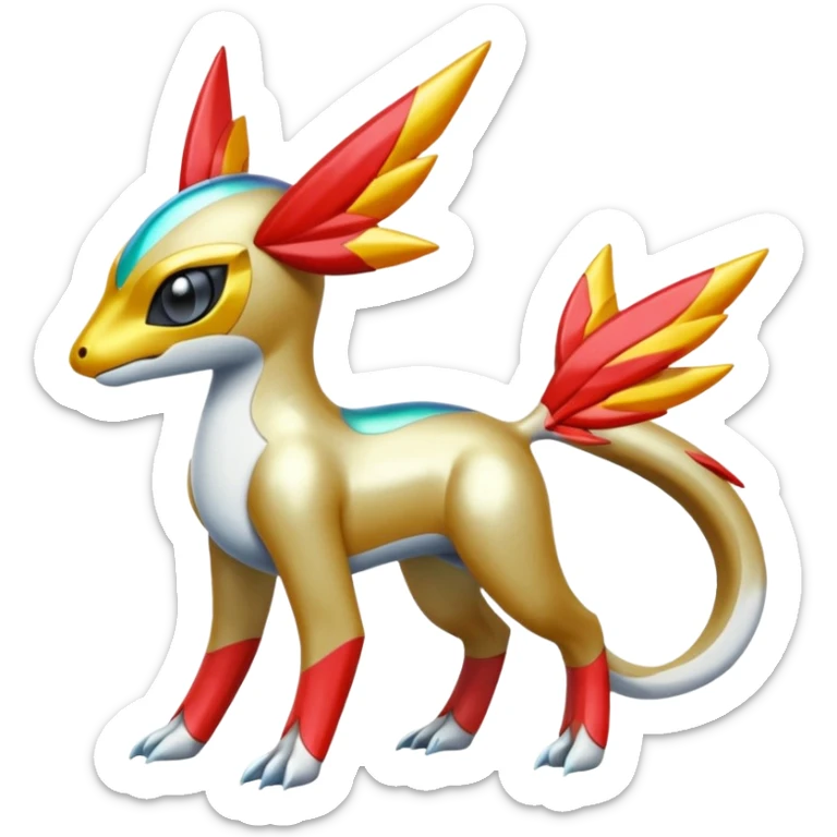 Shiny Colorful Meloetta-Latias-Koraidon-Peppercat-Wargreymon-Protogen-Fakémon-fusion-hybrid-creature sticker