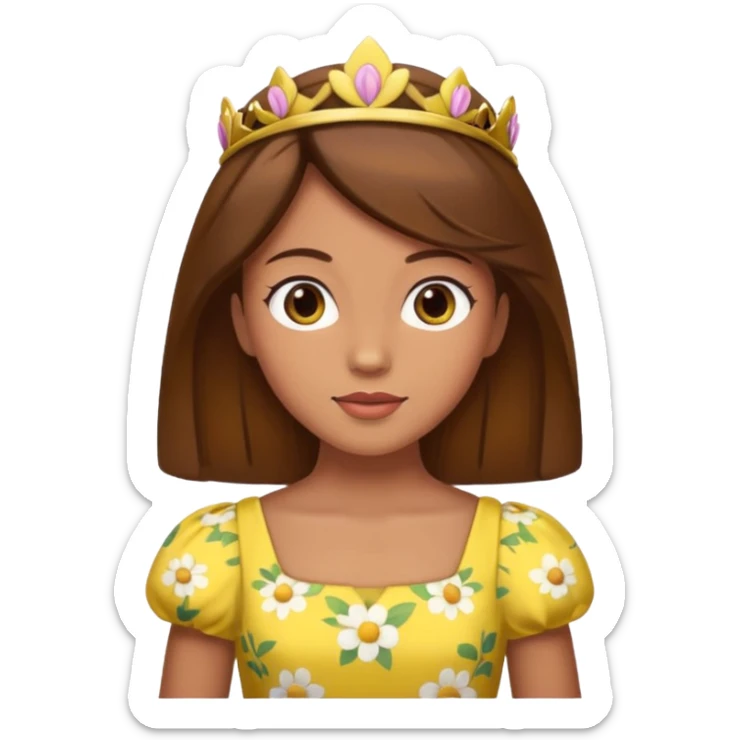 Princess daisy yelllow dress standing with brown hair  sticker