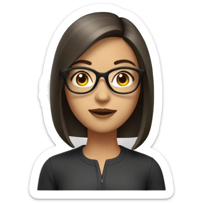 brunette girl with a long bob, with glases and grey eyes sticker
