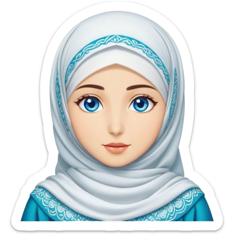 Turkish beautiful finish Konya girl blue eyes with hijab and wave dress sticker