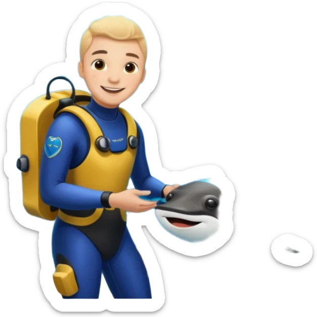 une personne qui est devant un aquarium où on peut carreser des raies menta sticker