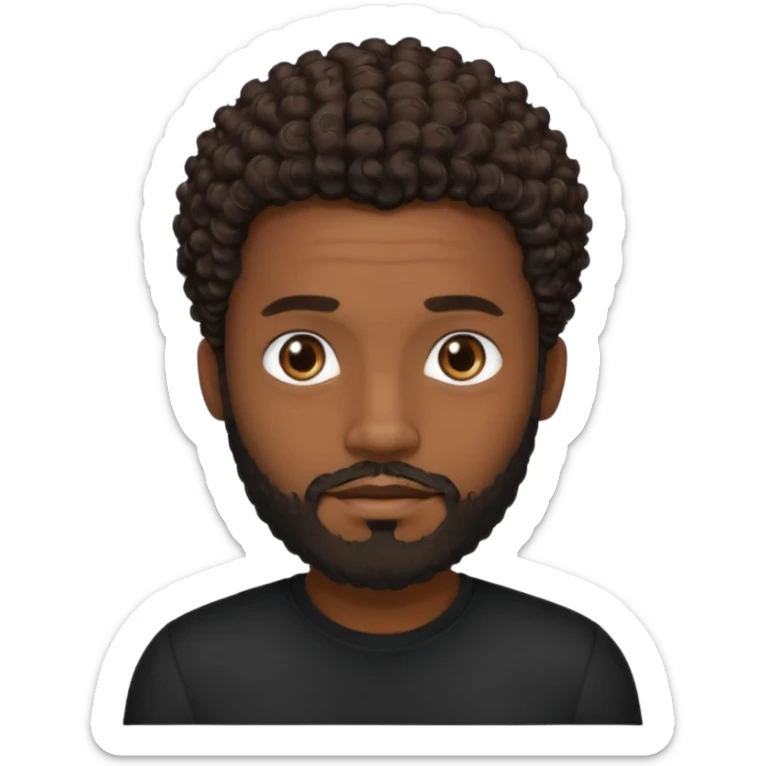 Dark brown skin man with a light beard and a curly   fade haircut with dark brown eyes sticker