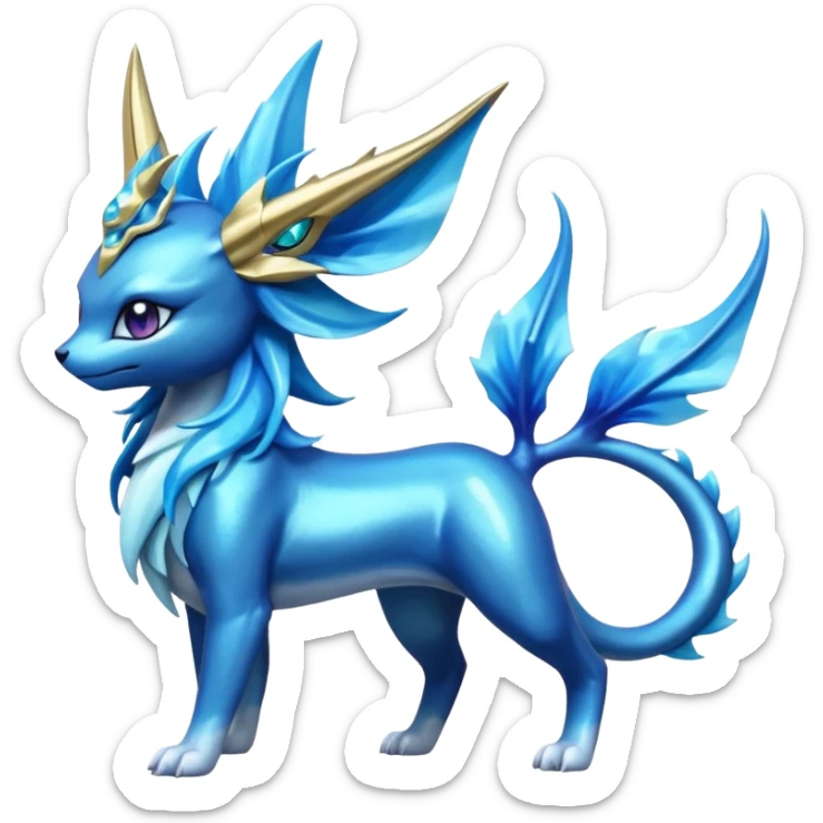 Shiny Dark Edgy Suicune-Vaporeon-Manectric-Aurorus-Fakémon-hybrid-creature (full body)  sticker