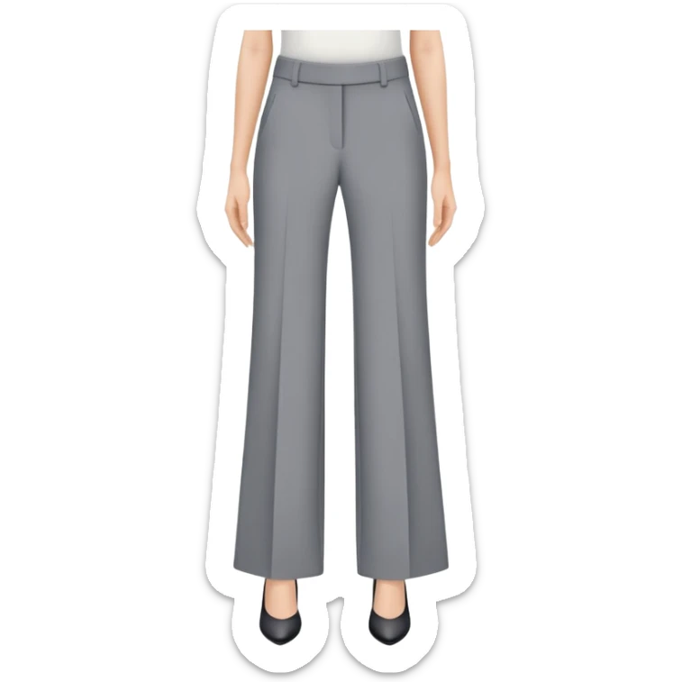 petite gray wide leg tailored pants for women, shorter length, ankle length, for short height woman, dress trousers, only the garment on white background sticker