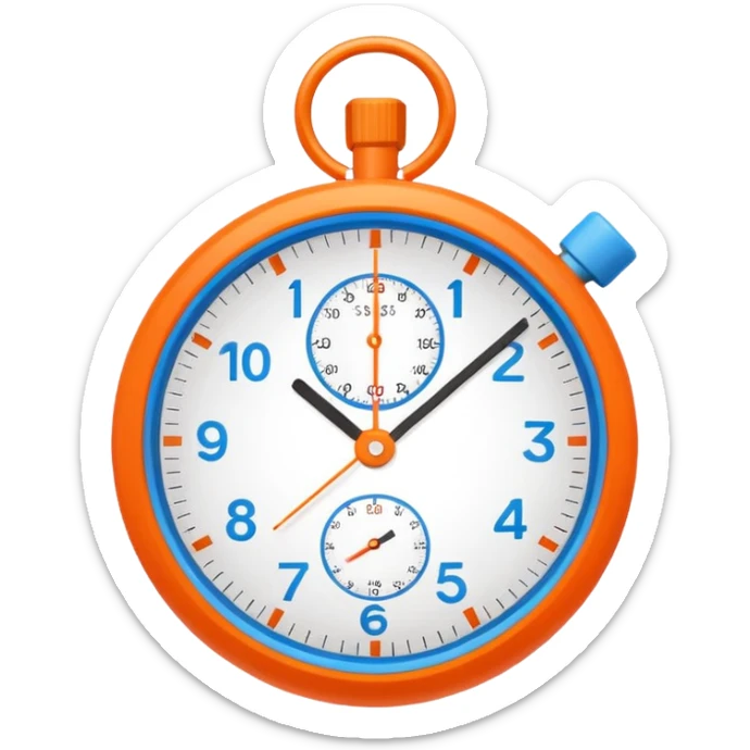 A stopwatch emoji in the style of Apple iOS emojis, colorful and playful, flat design sticker