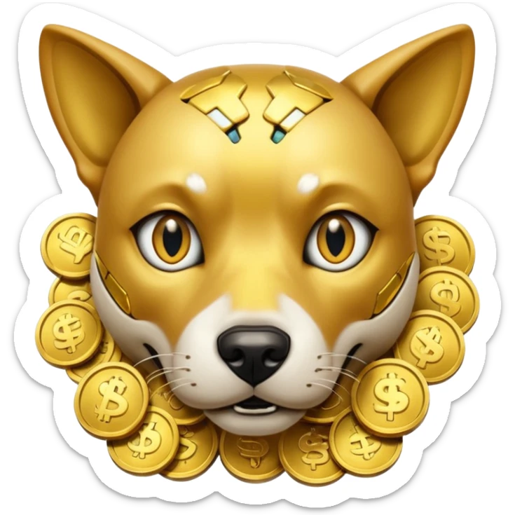 i want to create a dog cyberdog like from cyberpunk with one cyberpunky eye and he looks greedy with golden coins sticker