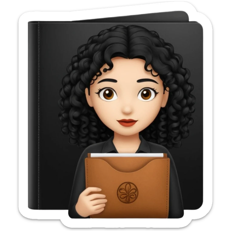 black transparent pocket black folder - with a canela skin girl with curly black hair logo  sticker