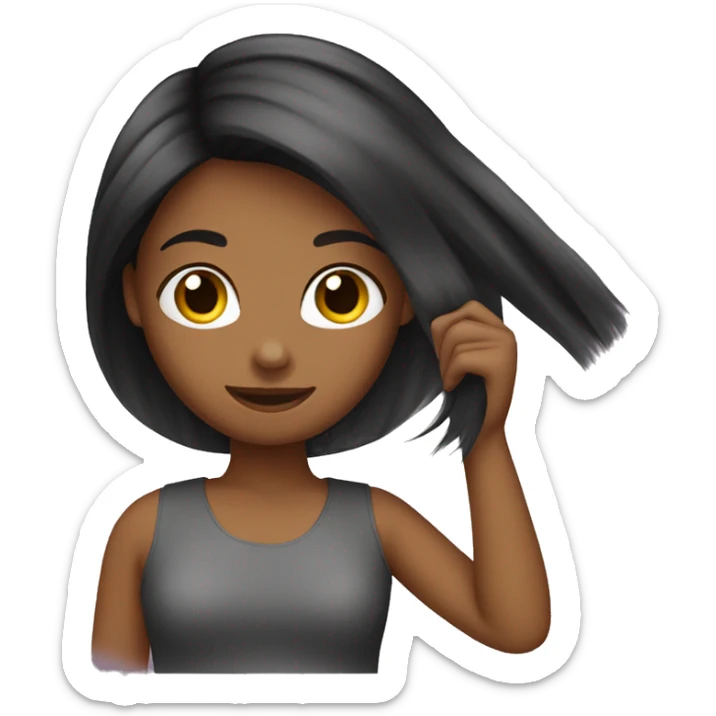 girl emoji, combing her hair. your hair color is dark brown sticker