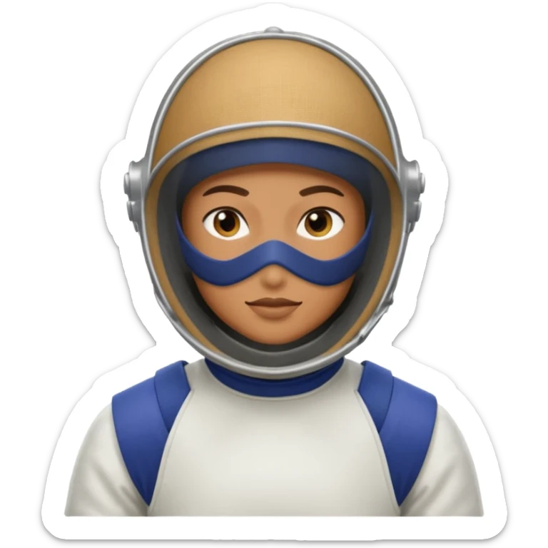 A person wearing fencing equipment with their entire body sticker