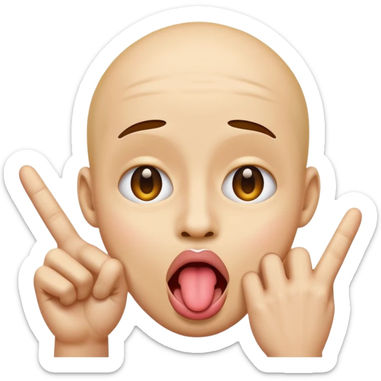 emoji face sticking out tongue with fingers stretching out mouth sticker