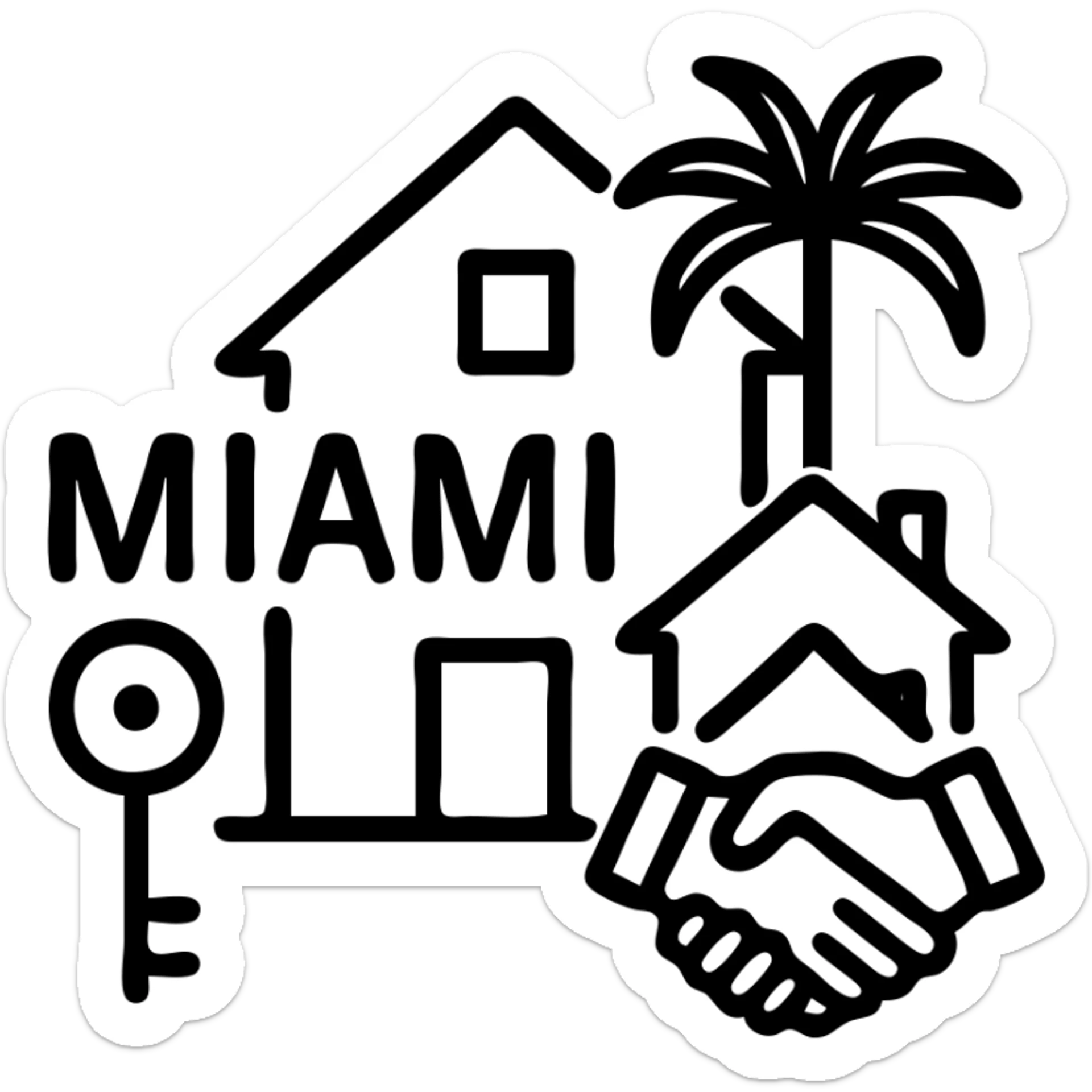 Ícono de real estate que refleje que contamos con acceso real al mercado inmobiliario de Miami: Desde propiedades off-market hasta alianzas directas con desarrolladores de lujo. sticker