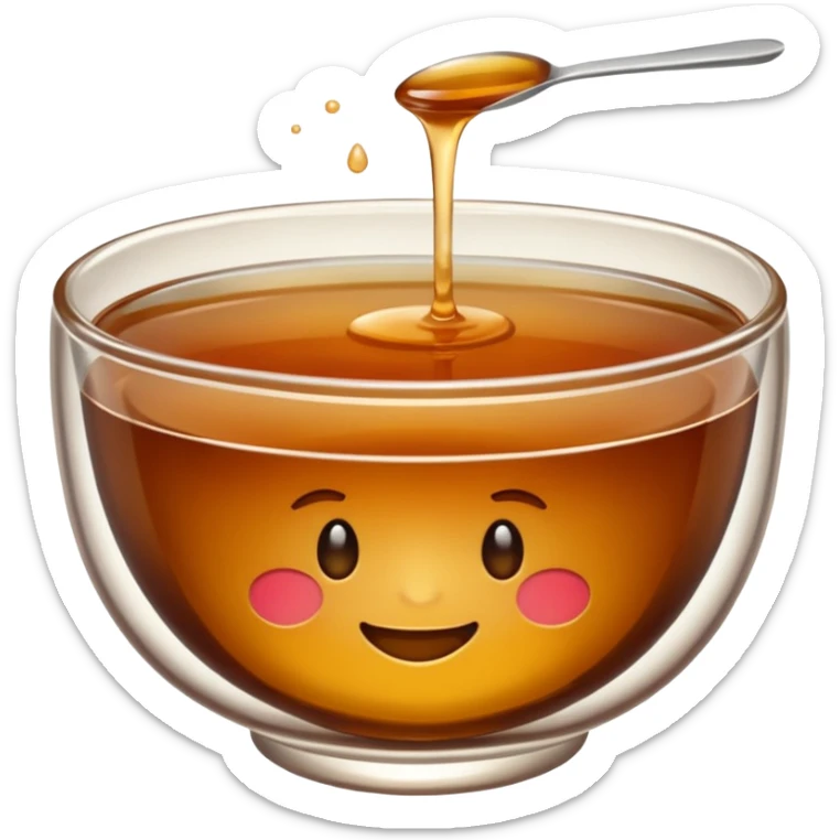 bowl of brown consommé, transparent brown liquid, no extra details, emoji style sticker