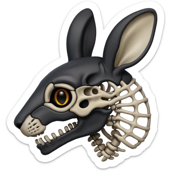 Tête de lapin squelette noire de profil avec des G à la place des yeux  sticker