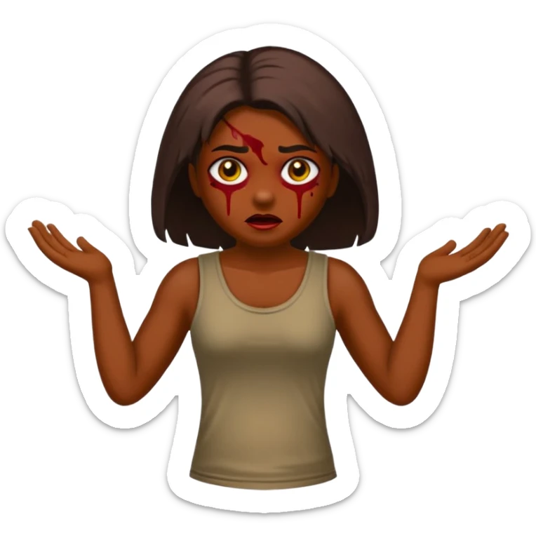 Faça uma garota com um cabelo castanho, muito, muito escuro, quase preto, Faça ela zumbi sticker