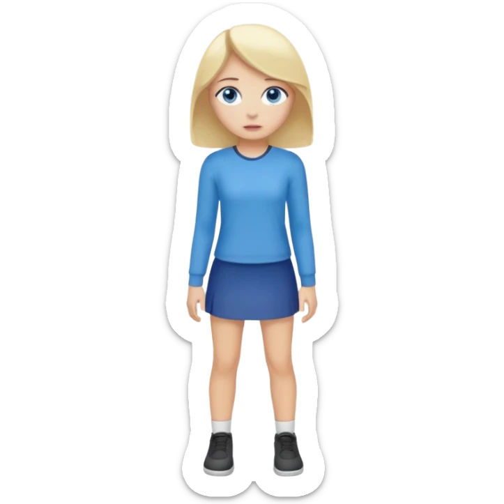 blue eyes blonde girl TRYING TO GET SOMEONES ATTENTION FULL BODY STANDING UP sticker