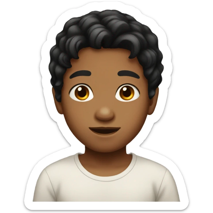 Little mid toned kid with black hair and middle part brown eyes  sticker