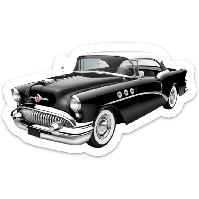 hot rod inspired by a 1956 Buick Century, black and white color scheme sticker