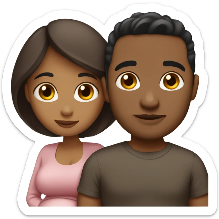 Pregnant wife dark brown and latin husband clean-shaven sticker
